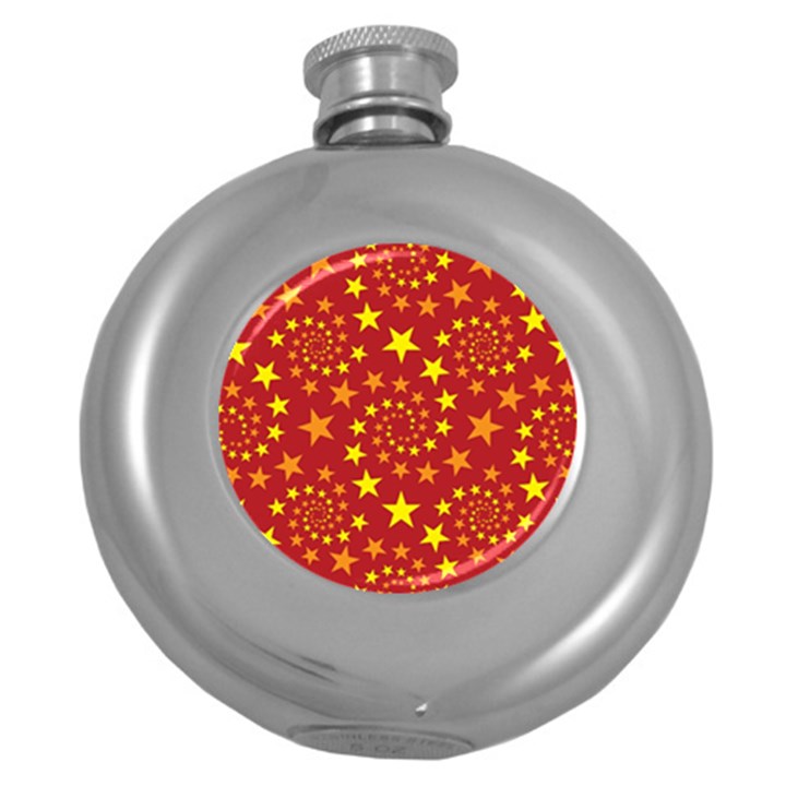 Star Stars Pattern Design Round Hip Flask (5 oz)