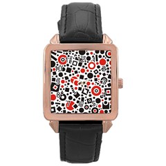 Square Objects Future Modern Rose Gold Leather Watch  by BangZart