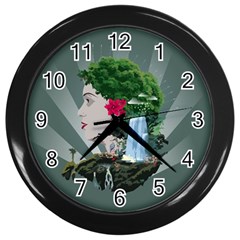 Digital Nature Beauty Wall Clocks (black) by BangZart