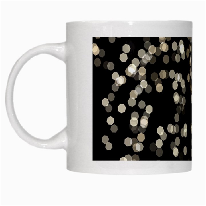 Christmas Bokeh Lights Background White Mugs