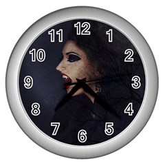 Vampire Woman Vampire Lady Wall Clocks (Silver) 