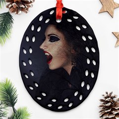 Vampire Woman Vampire Lady Oval Filigree Ornament (Two Sides)