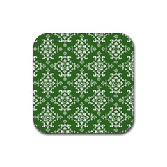 St Patrick S Day Damask Vintage Rubber Coaster (square)  by BangZart