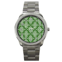 St Patrick S Day Damask Vintage Sport Metal Watch by BangZart