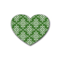 St Patrick S Day Damask Vintage Rubber Coaster (heart)  by BangZart