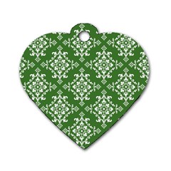 St Patrick S Day Damask Vintage Dog Tag Heart (two Sides) by BangZart