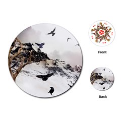 Birds Crows Black Ravens Wing Playing Cards (round)  by BangZart