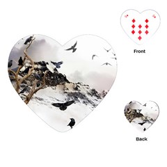 Birds Crows Black Ravens Wing Playing Cards (heart)  by BangZart