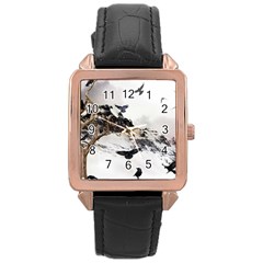 Birds Crows Black Ravens Wing Rose Gold Leather Watch  by BangZart