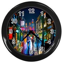 Abstract Vibrant Colour Cityscape Wall Clocks (black) by BangZart