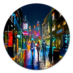 Abstract Vibrant Colour Cityscape Magnet 5  (round) by BangZart