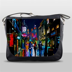 Abstract Vibrant Colour Cityscape Messenger Bags by BangZart