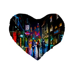 Abstract Vibrant Colour Cityscape Standard 16  Premium Flano Heart Shape Cushions by BangZart