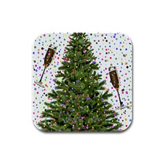 New Year S Eve New Year S Day Rubber Square Coaster (4 Pack)  by BangZart