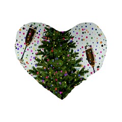 New Year S Eve New Year S Day Standard 16  Premium Flano Heart Shape Cushions by BangZart