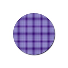 Purple Plaid Original Traditional Rubber Coaster (round)  by BangZart