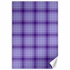 Purple Plaid Original Traditional Canvas 12  X 18   by BangZart