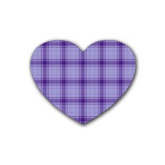 Purple Plaid Original Traditional Rubber Coaster (heart)  by BangZart