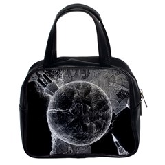 Space Universe Earth Rocket Classic Handbags (2 Sides) by BangZart