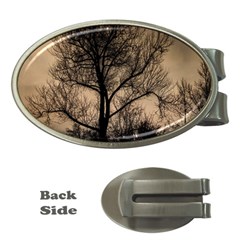 Tree Bushes Black Nature Landscape Money Clips (oval)  by BangZart