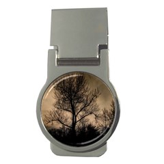 Tree Bushes Black Nature Landscape Money Clips (round)  by BangZart