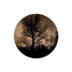 Tree Bushes Black Nature Landscape Rubber Round Coaster (4 Pack)  by BangZart