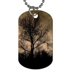 Tree Bushes Black Nature Landscape Dog Tag (one Side) by BangZart