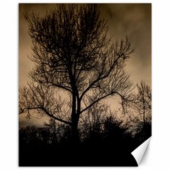 Tree Bushes Black Nature Landscape Canvas 11  X 14   by BangZart