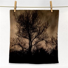 Tree Bushes Black Nature Landscape Face Towel by BangZart