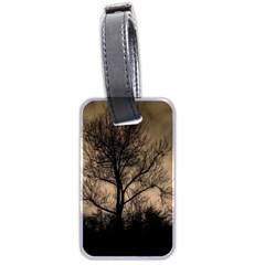 Tree Bushes Black Nature Landscape Luggage Tags (two Sides) by BangZart