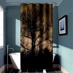 Tree Bushes Black Nature Landscape Shower Curtain 36  X 72  (stall)  by BangZart