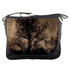 Tree Bushes Black Nature Landscape Messenger Bags by BangZart