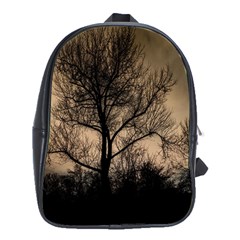 Tree Bushes Black Nature Landscape School Bag (xl) by BangZart