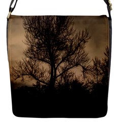 Tree Bushes Black Nature Landscape Flap Messenger Bag (s) by BangZart