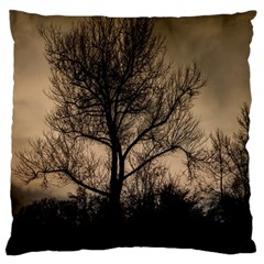 Tree Bushes Black Nature Landscape Large Flano Cushion Case (two Sides)