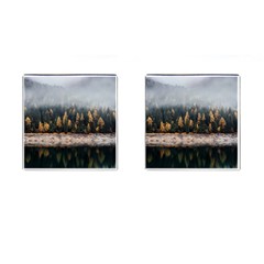 Trees Plants Nature Forests Lake Cufflinks (square) by BangZart