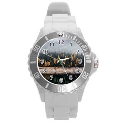 Trees Plants Nature Forests Lake Round Plastic Sport Watch (l) by BangZart