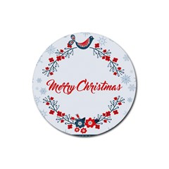 Merry Christmas Christmas Greeting Rubber Round Coaster (4 Pack)  by BangZart