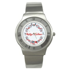 Merry Christmas Christmas Greeting Stainless Steel Watch by BangZart