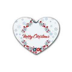 Merry Christmas Christmas Greeting Heart Coaster (4 Pack)  by BangZart