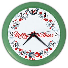 Merry Christmas Christmas Greeting Color Wall Clocks by BangZart