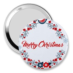 Merry Christmas Christmas Greeting 3  Handbag Mirrors by BangZart