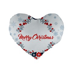 Merry Christmas Christmas Greeting Standard 16  Premium Heart Shape Cushions by BangZart