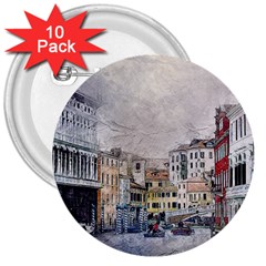 Venice Small Town Watercolor 3  Buttons (10 Pack)  by BangZart