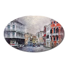 Venice Small Town Watercolor Oval Magnet by BangZart