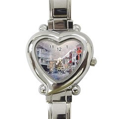 Venice Small Town Watercolor Heart Italian Charm Watch by BangZart