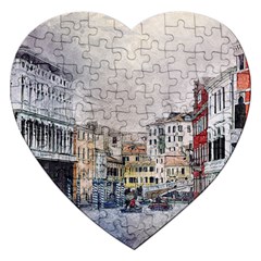 Venice Small Town Watercolor Jigsaw Puzzle (heart) by BangZart