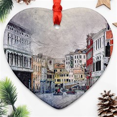 Venice Small Town Watercolor Heart Ornament (two Sides) by BangZart