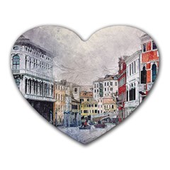 Venice Small Town Watercolor Heart Mousepads by BangZart