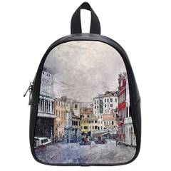 Venice Small Town Watercolor School Bag (small) by BangZart